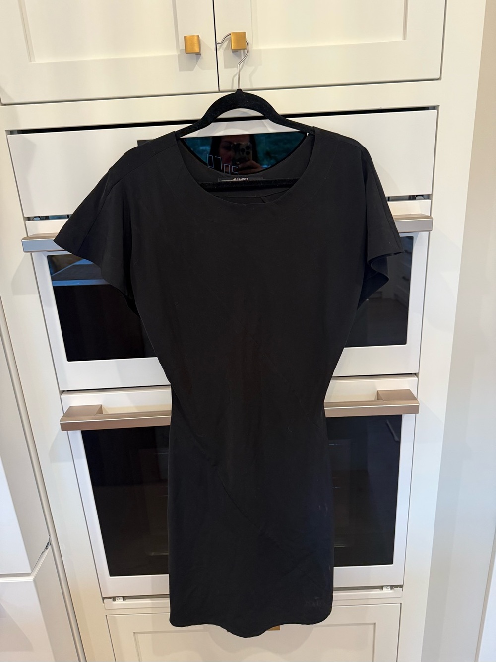 All Saints Black Batwing Sleeve Midi Dress